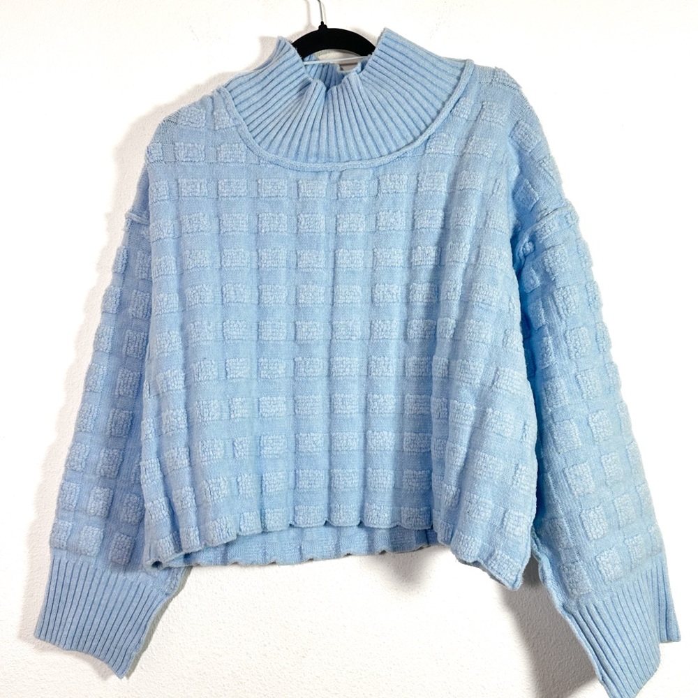 Free People Care Soul Searcher Mock Neck Sweater in Angel Falls Heather sz Large - Picture 8 of 11